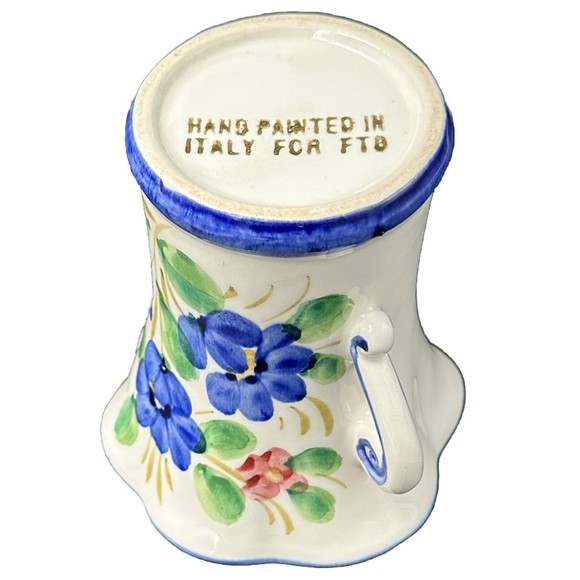 Blue Poppy Floral Ceramic Vase Hand painted in Italy for FTD 5.5 Inches Tall - Picture 7 of 7